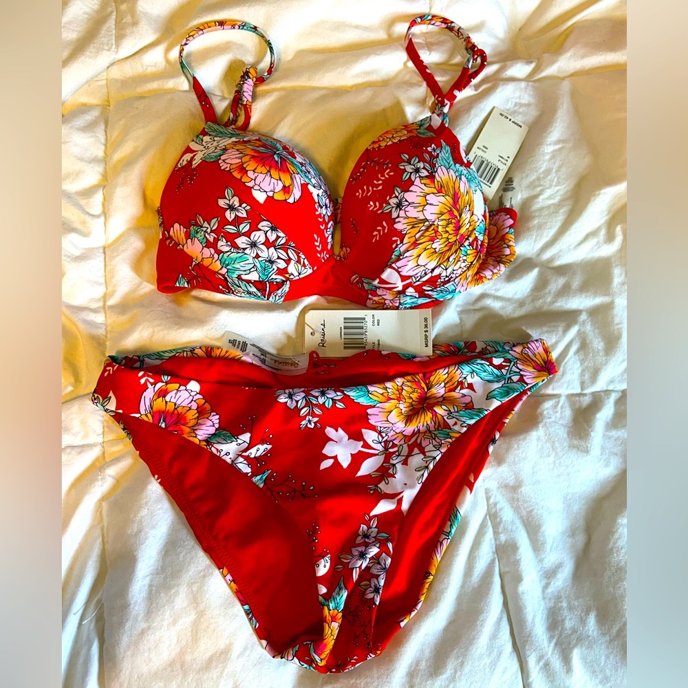 Raisins Red Bikini Medium top & Small bottom. NWT